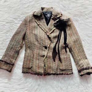 Anne Carson Silk Blend Multicolor Tweed Jacket